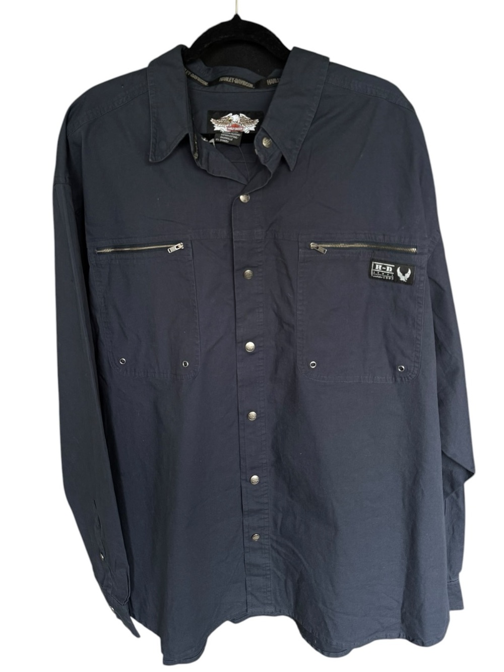 NWT Harley Davidson Men’s 3XL Navy Ripstop H-D 1903 Biker Snap Shirt
